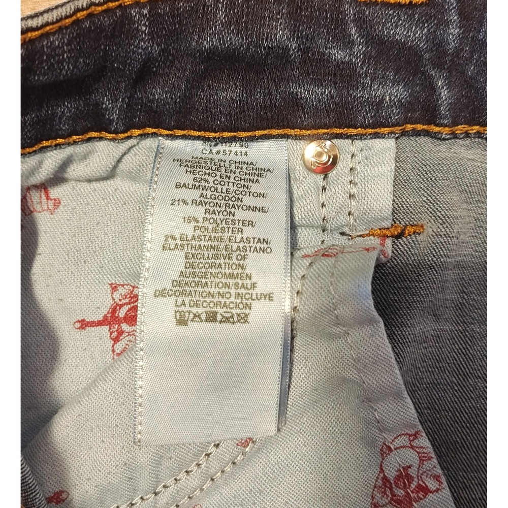 True Religion Halle Super Skinny Jeans Womens 33 Dark Blue Mid Rise Horseshoe - Picture 8 of 13